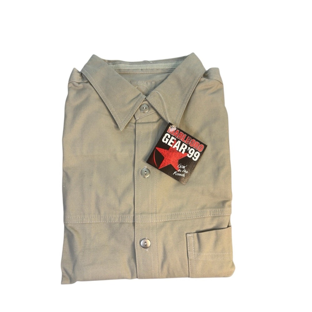 Marlboro Gear 99 Shirt Mens Large Khaki Vintage NWT - Picture 2 of 4